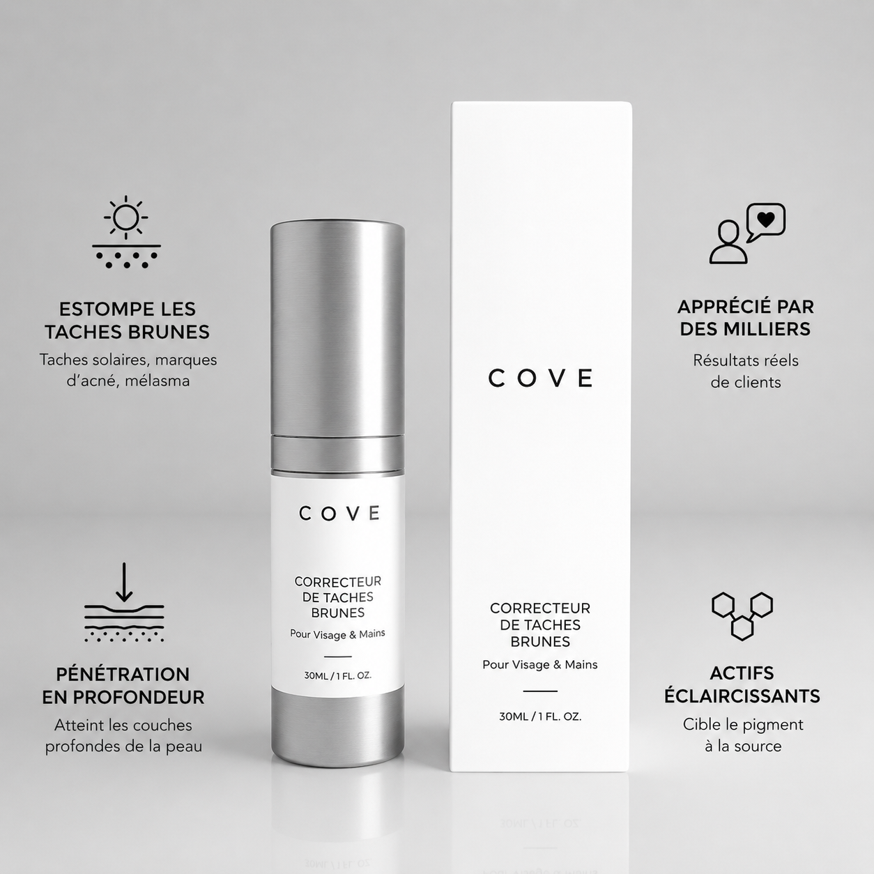 COVE - Correcteur de Taches Brunes | Sérum Éclaircissant Visage & Mains